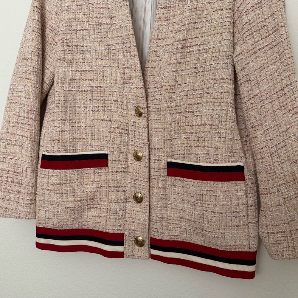 Sandro Tweed Multicolor/Red Jacket - Picture 3 of 6